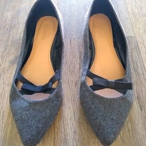Lane Bryant gray flats with black ribbon bow